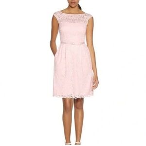 WHBM| Powder Pink Lace Overlay Sleeveless Dress Pleats‎ Size 8